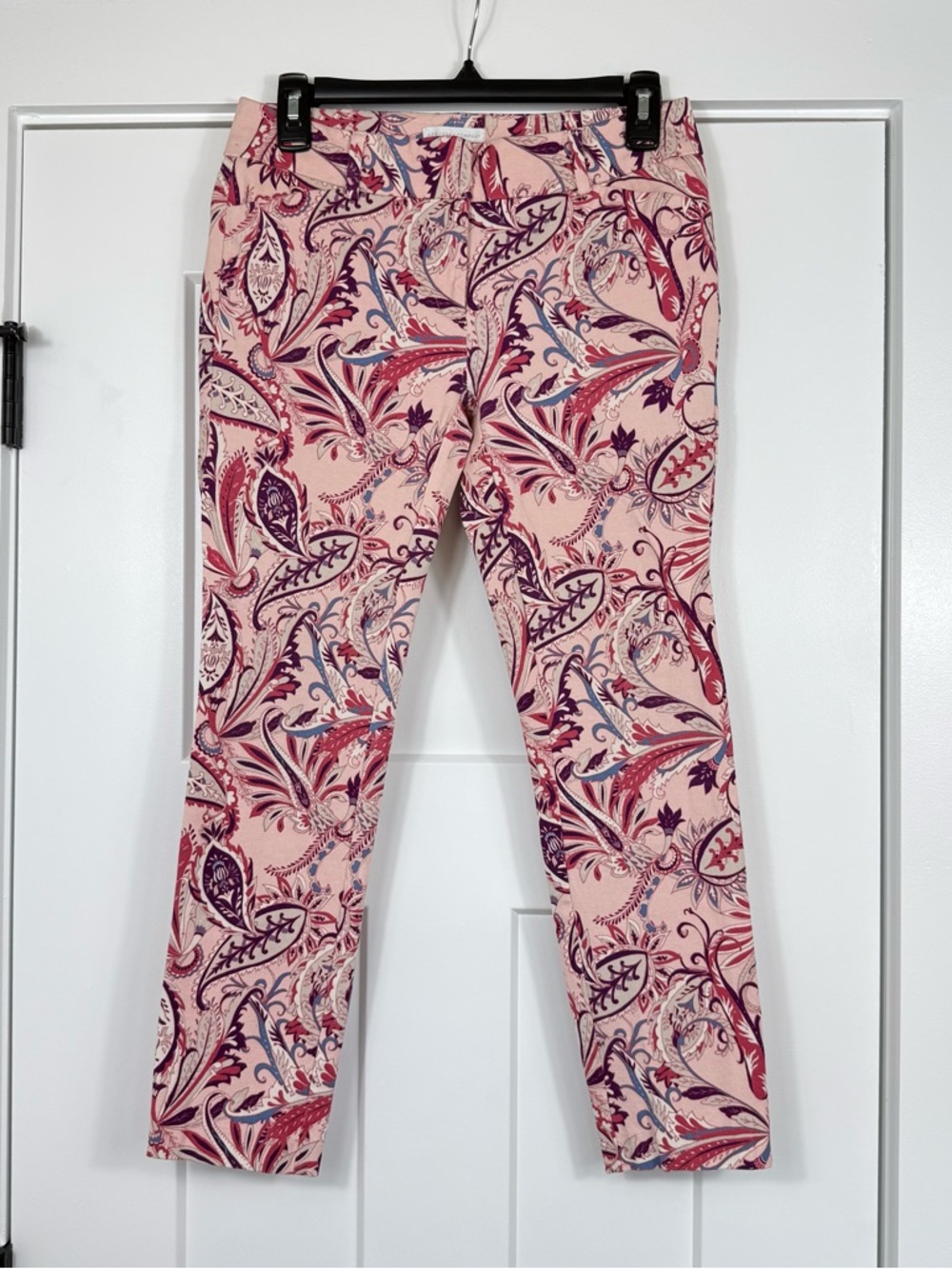 New York & Company Paisley Print Pink Pants Cotton Stretch Women’s Size 2